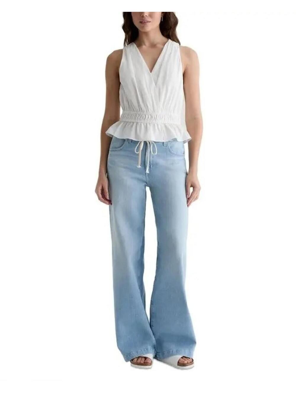 198$ AG Adriano Goldschmied Carrie Cropped Blouse Top Sleeveless Size XS White - Picture 6 of 6